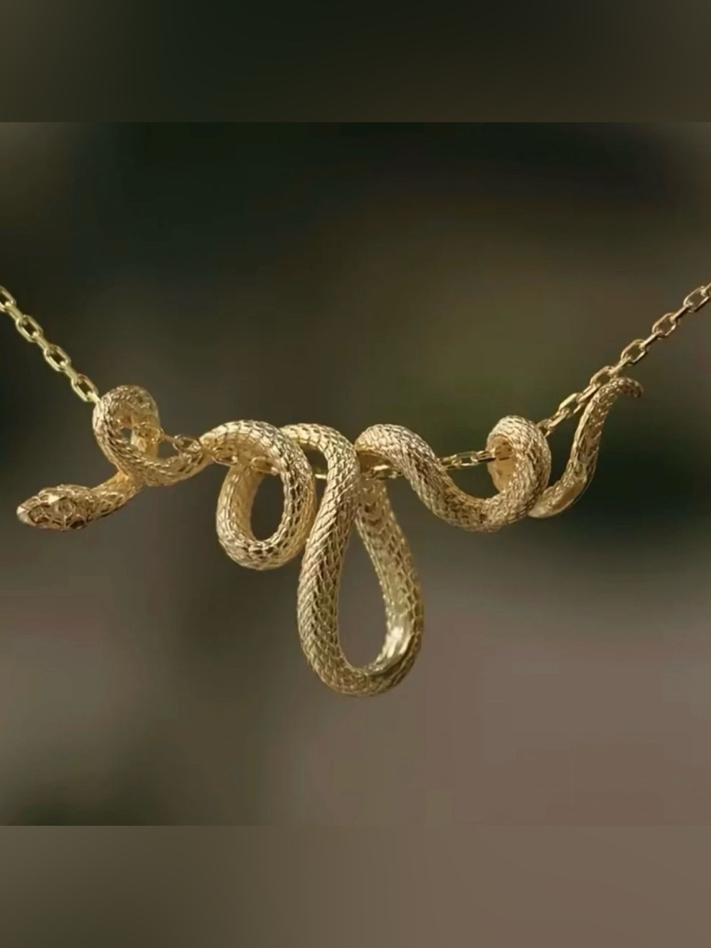 Twisted Snake Necklace Gold Tone Modern New